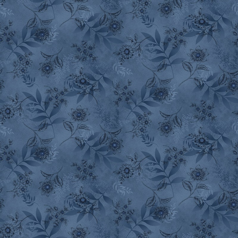 Flossies Flowers Large Botanical Tonal Blue