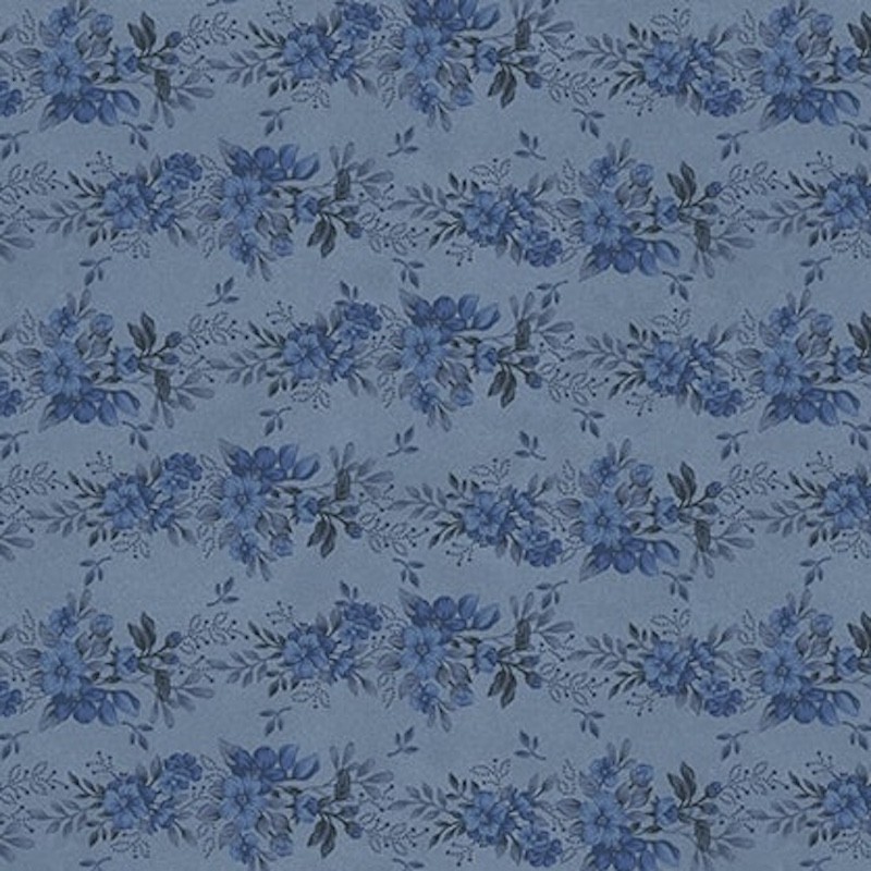 Flossies Flowers Floral Stripes Blue